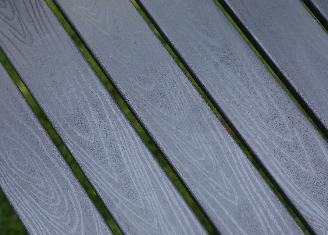 HDPE outdoor dining chair set of 6 chairs + rectangular table black vertical backrest