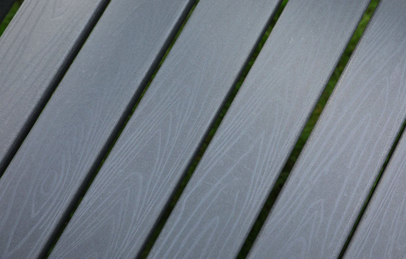 HDPE outdoor dining chair set of 6 chairs + rectangular table gray horizontal backrest