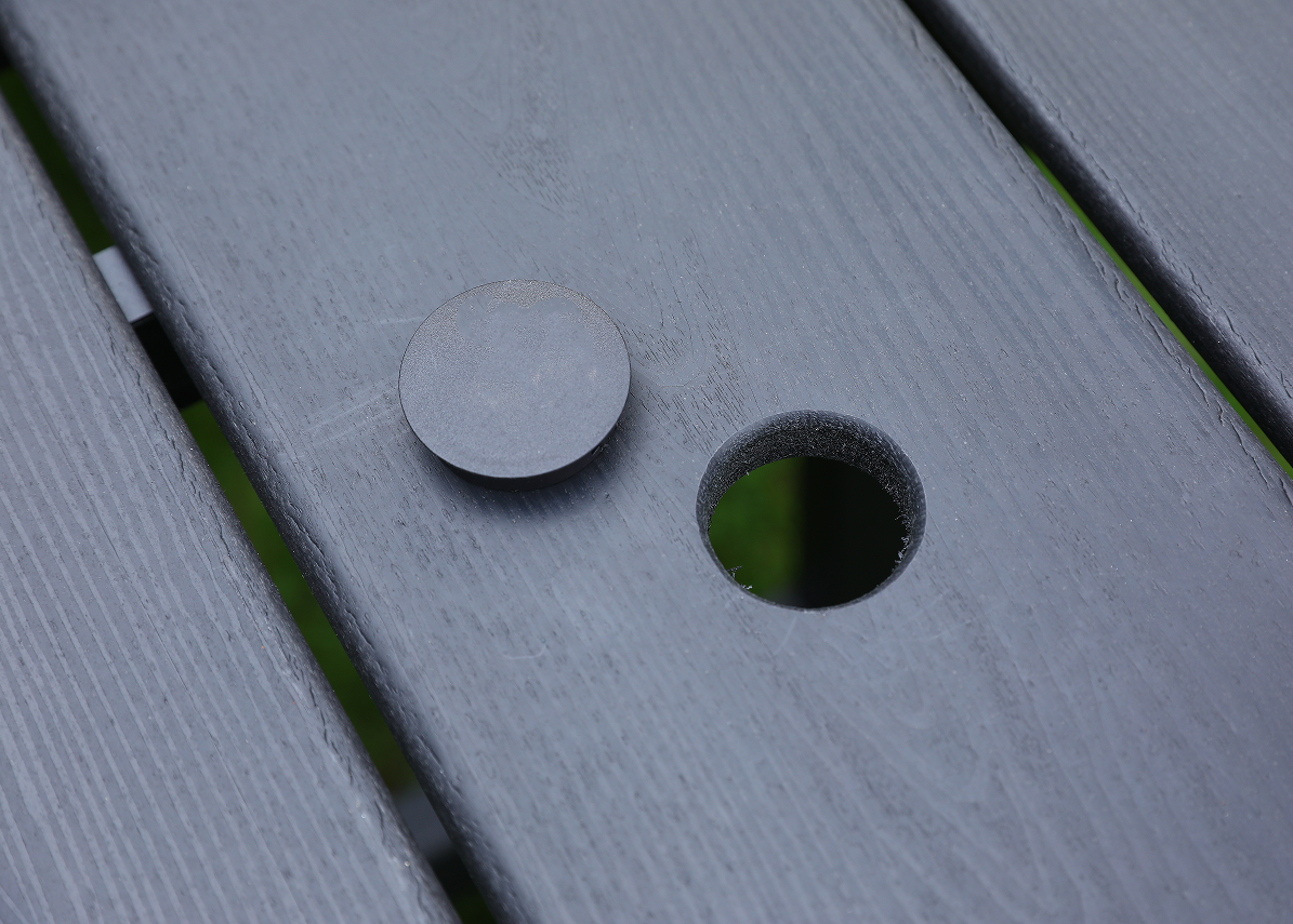 HDPE outdoor dining chair set of 6 chairs + rectangular table black vertical backrest