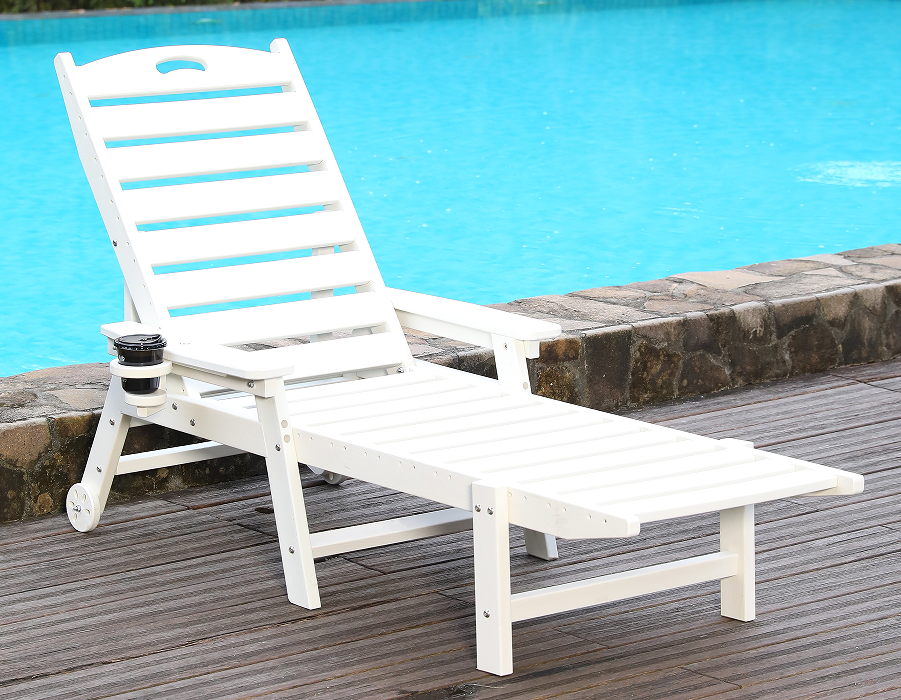 HDPE Adirondack Outdoor Lounge Chair White, Single