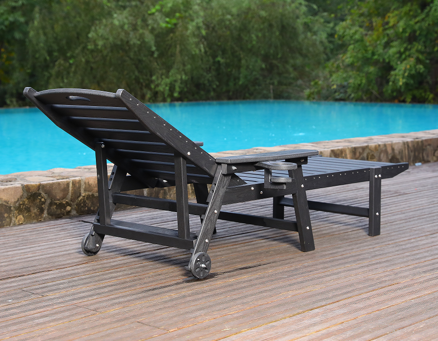 Dive-Ready Blue HDPE Poolside Adirondack Lounge Chair