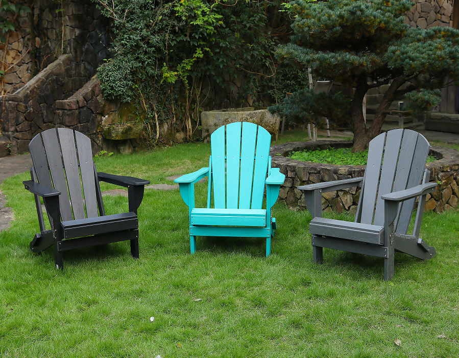 Black All-Weather HDPE Adirondack Frog Chair
