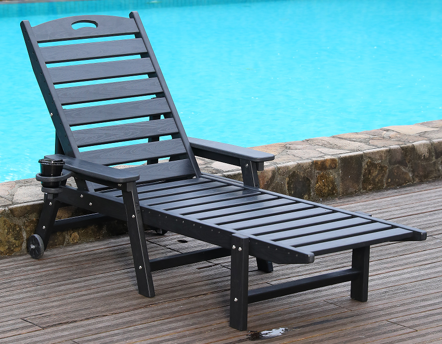 HDPE Adirondack Outdoor Lounge Black Single Handle
