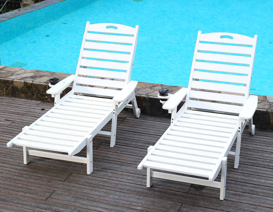 HDPE Adirondack Outdoor Lounge Chair White, Pack of 2