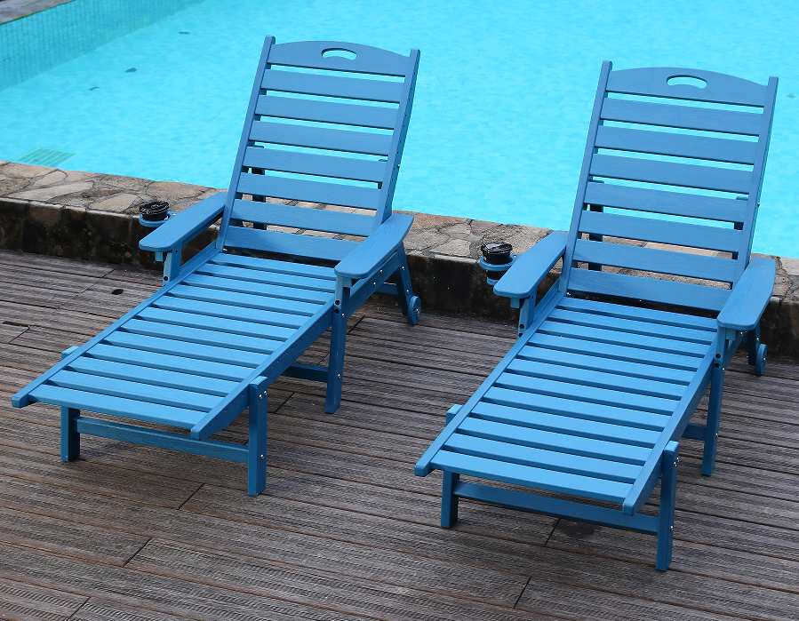 HDPE Adirondack Outdoor Lounge Chair Blue, Pack of 2