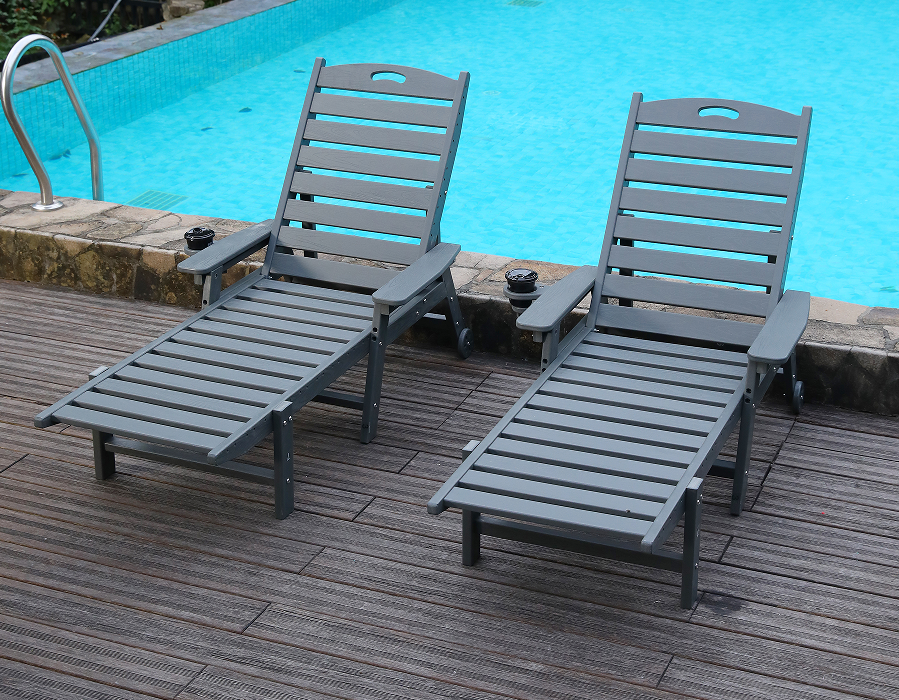 HDPE Adirondack Outdoor Lounge Gray, 2-Pack