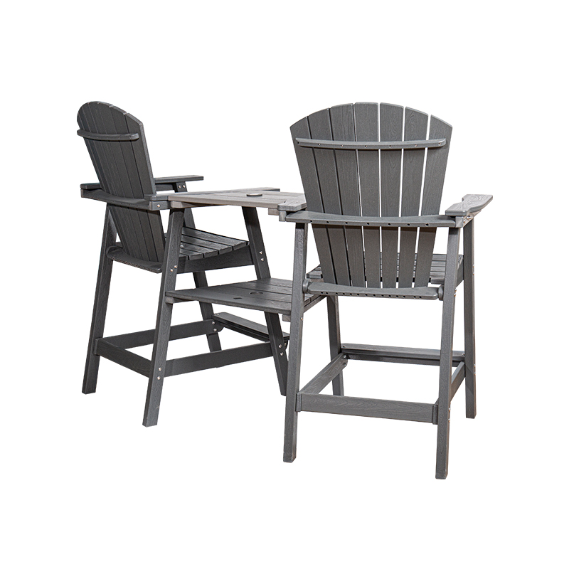 Gray HDPE Double Companion Bench with Durable Construction